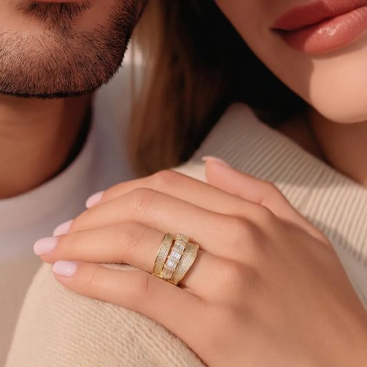 Anillo Ajustable Fiore Enchapado Oro 24K