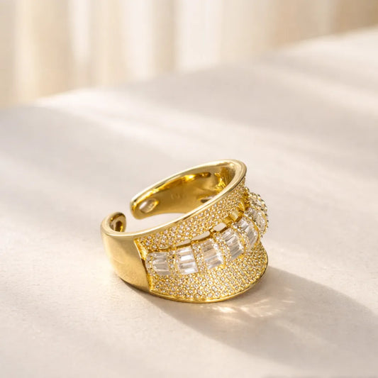 Anillo Ajustable Fiore Enchapado Oro 24K