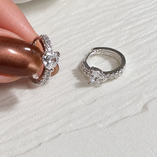 Aros Brillante Cuore Enchapados en Plata