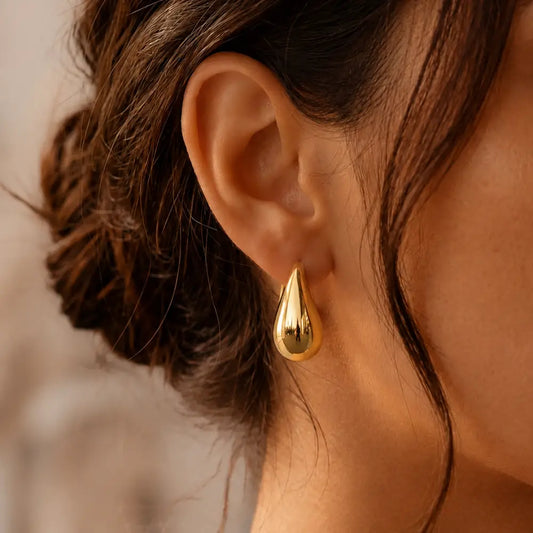 Aros Gota Isadora Enchapados Oro 24K