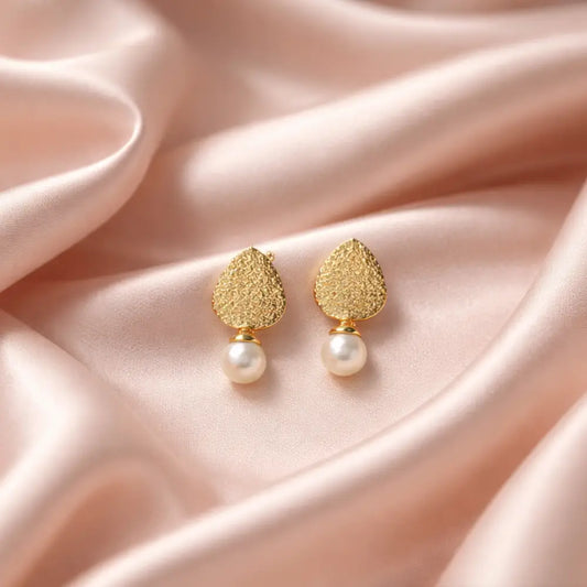 Aros Perla Selene Enchapados Oro 24K