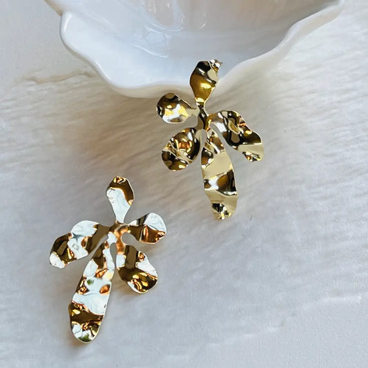Aros Petalia Enchapado Oro 24K