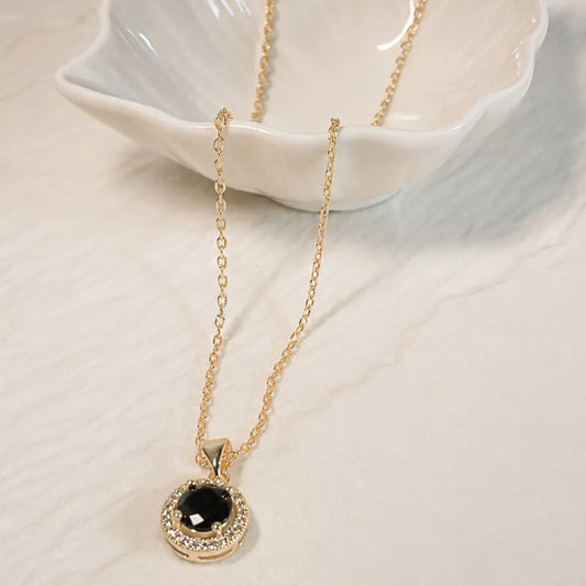 Collar Ébano Punto Luz Enchapado Oro 24K