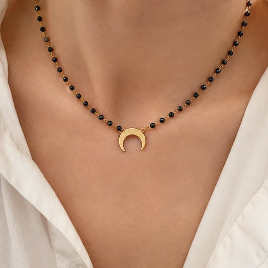 Collar Luna Nera Enchapado Oro 24K