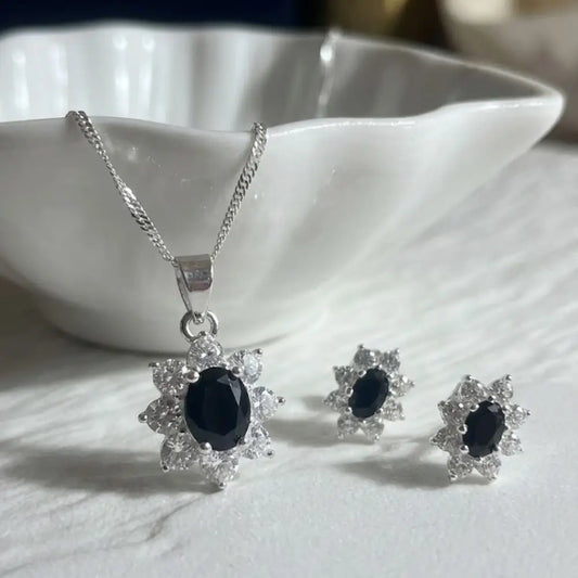 Conjunto Flor Nocturne Plata 925