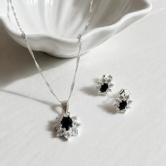 Conjunto Flor Nocturne Plata 925