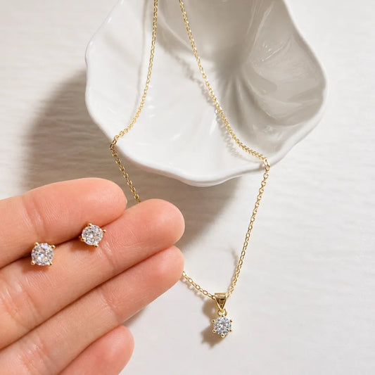 Conjunto Stella Punto de Luz Enchapado Oro 24K