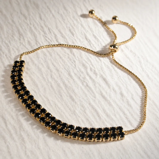 Pulsera Ébano Ajustable Enchapado Oro 24k