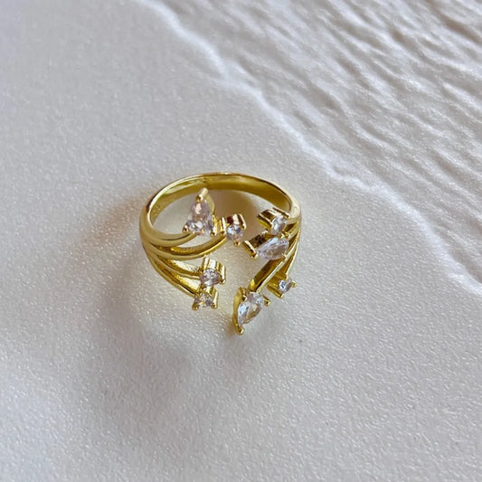Anillo Destello Luxury Ajustable Enchapado Oro 24K