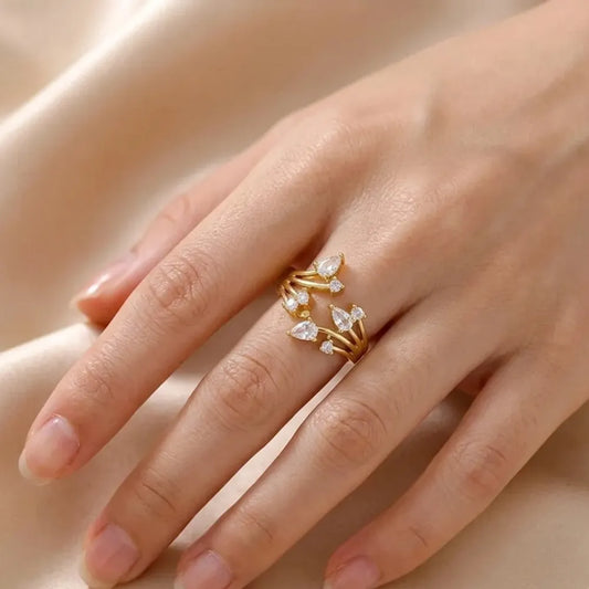 Anillo Destello Luxury Ajustable Enchapado Oro 24K