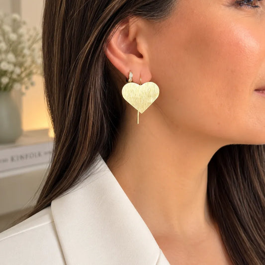 Aros Cuore Satinato Enchapado Oro 24K