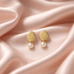 Aros Perla Selene Enchapados Oro 24K