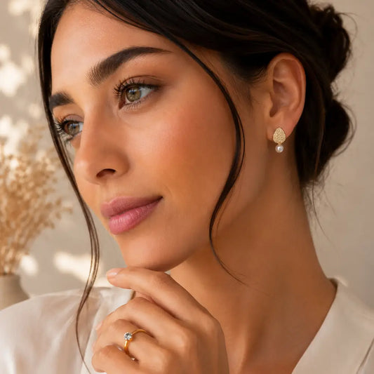Aros Perla Selene Enchapados Oro 24K