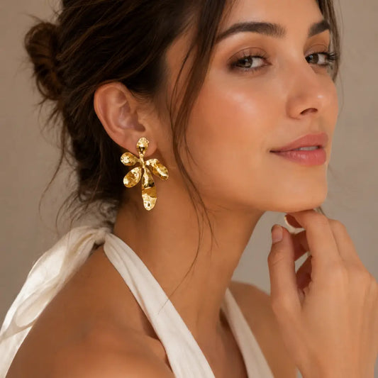 Aros Petalia Enchapado Oro 24K
