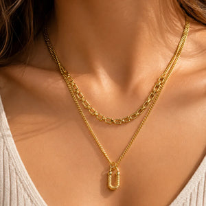 Collar Doble Eslabón Doré Enchapado Oro 24K