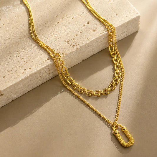 Collar Doble Eslabón Doré Enchapado Oro 24K