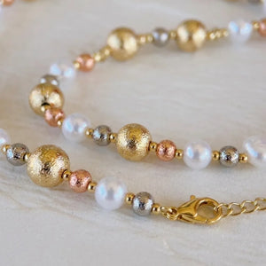 Collar Sinfonia Perlada Enchapado Oro 24K