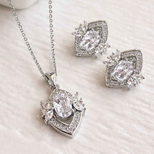 Conjunto Aura Imperial Enchapado Oro Blanco
