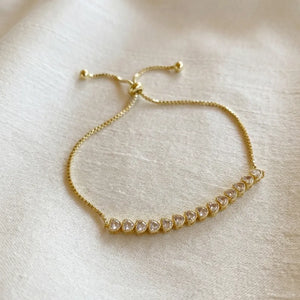 Pulsera Ajustable Destello de Corazones Enchapado Oro 24K