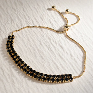 Pulsera Ébano Ajustable Enchapado Oro 24k