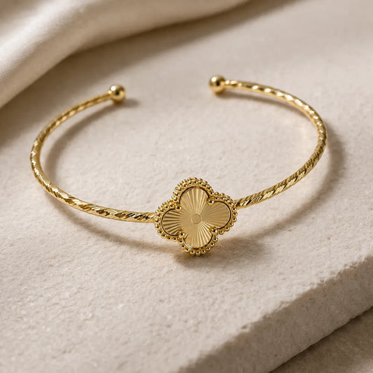 Pulsera Esclava Trébol Enchapado Oro 24K