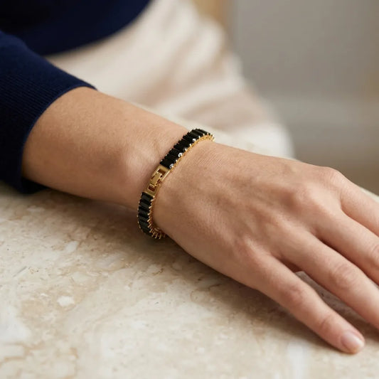 Pulsera Onix Enchapado Oro 24K